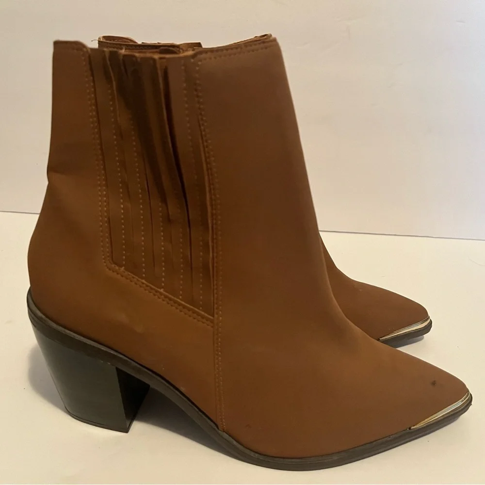 Vizzano Brazillian Footwear Pointed Toe Suede Chunky Heel Western Ankle Boots